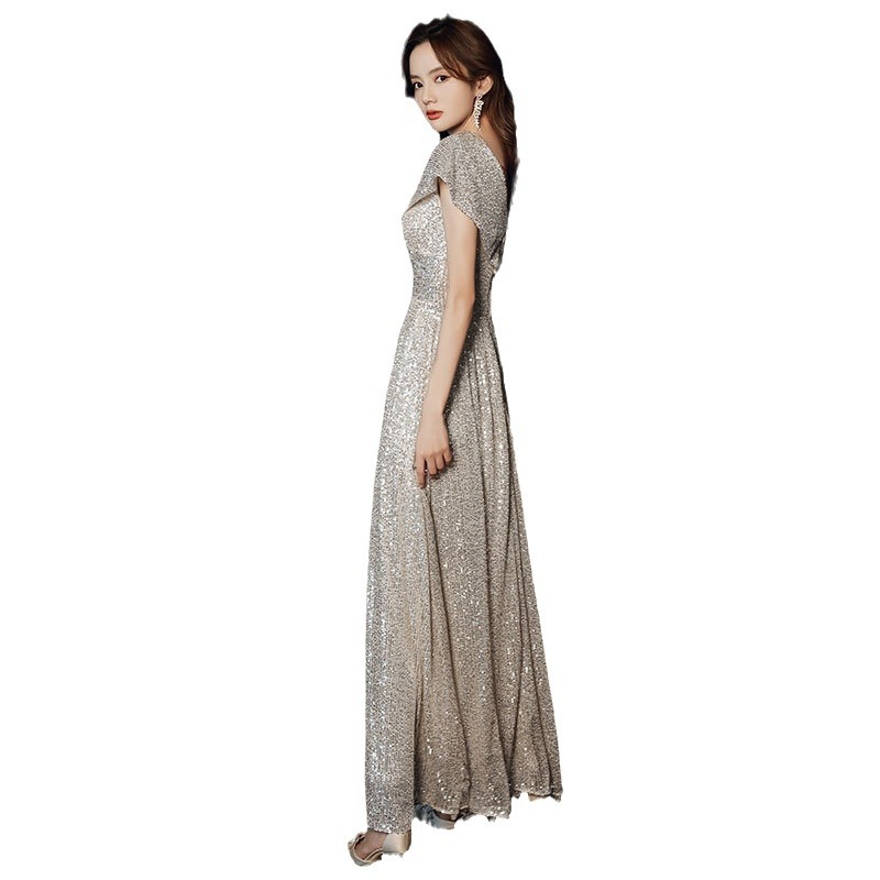 V-Neck Sequin Dress