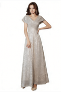 V-Neck Sequin Dress
