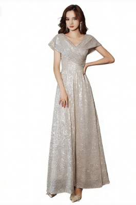 V-Neck Sequin Dress