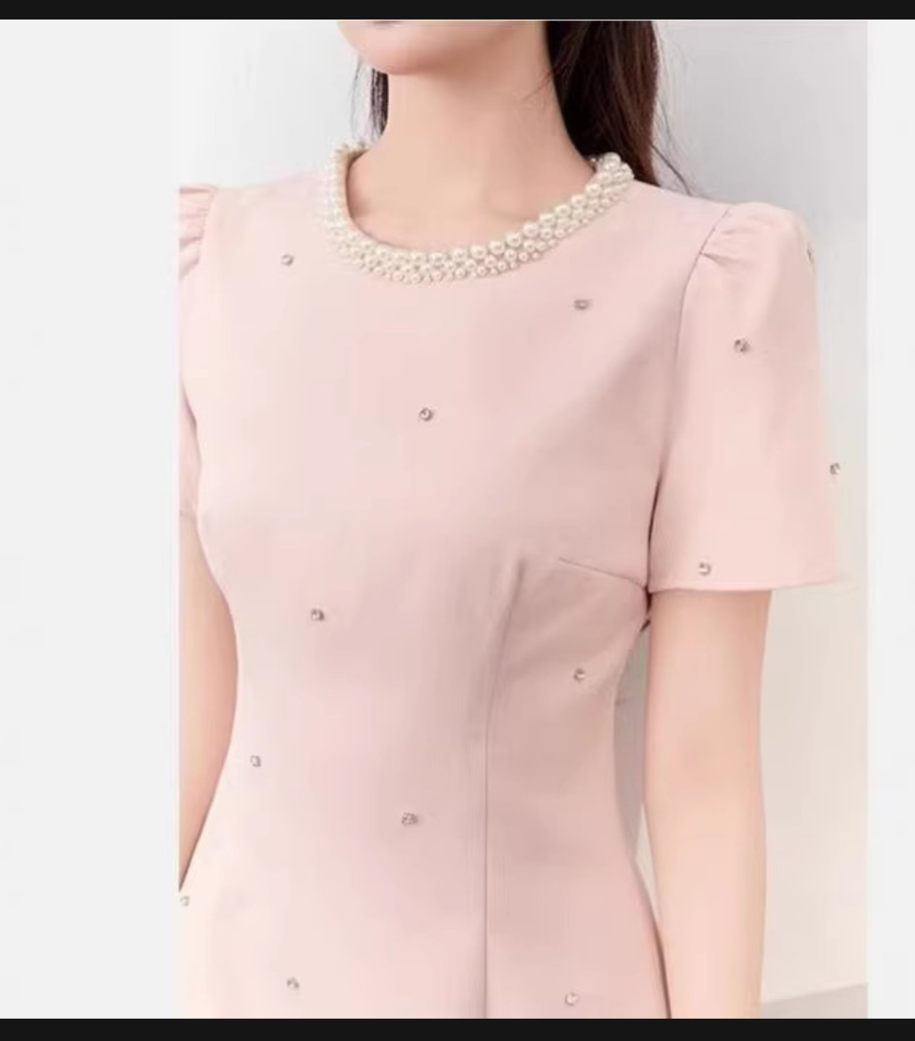 Rhinestone Round Neck dress