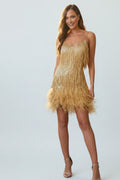 V-Neck Faux Fur Dress