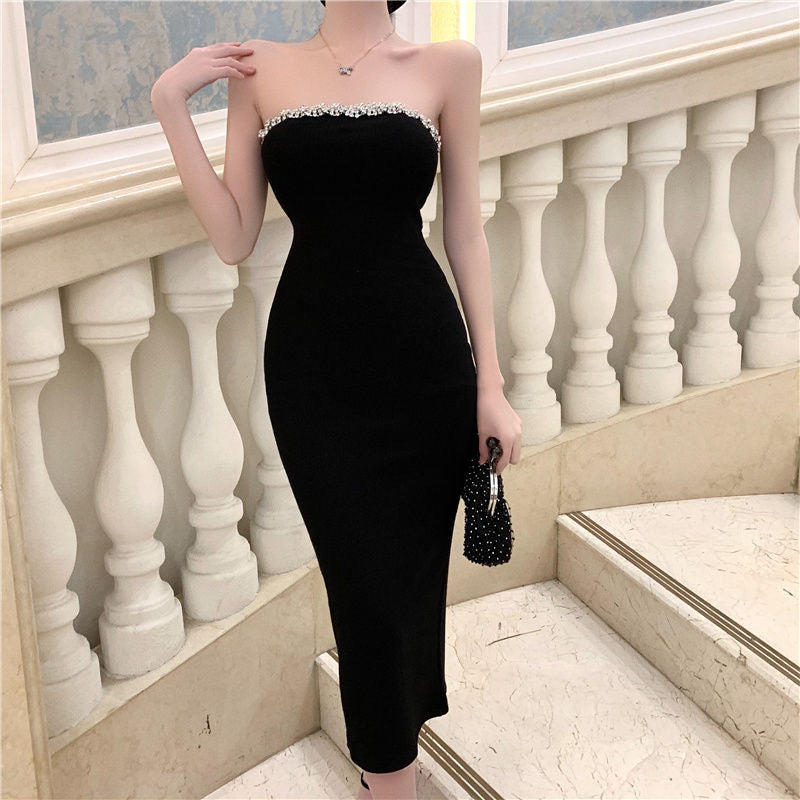 Rhinestone Off the-Shoulder Long Dress