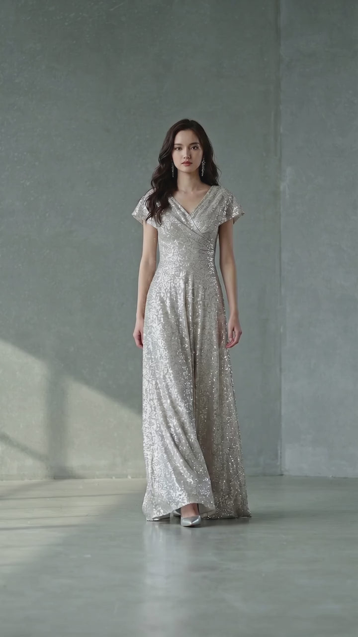V-Neck Sequin Dress
